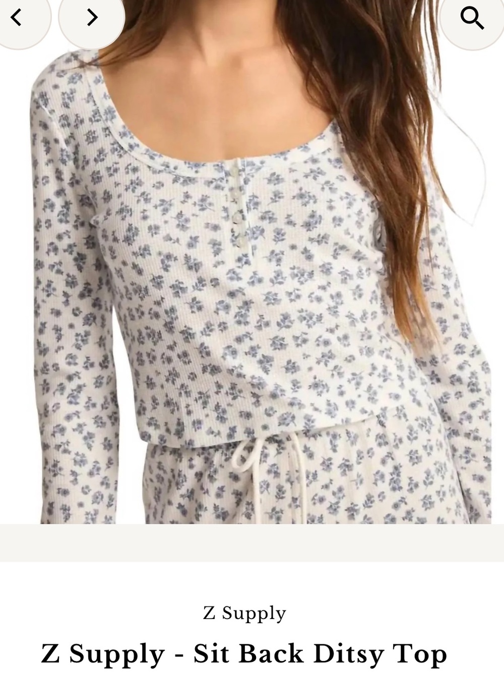 Z Supply Sit Back Ditzy PJ Top - XS - Picture 8 of 8